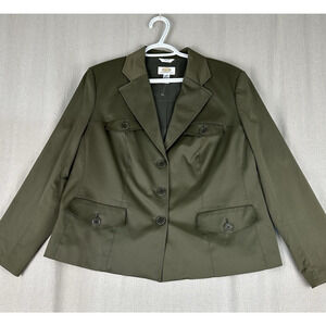 Talbots | Stretch Jacket Blazer with Pockets Olive Army Green Women's Petites